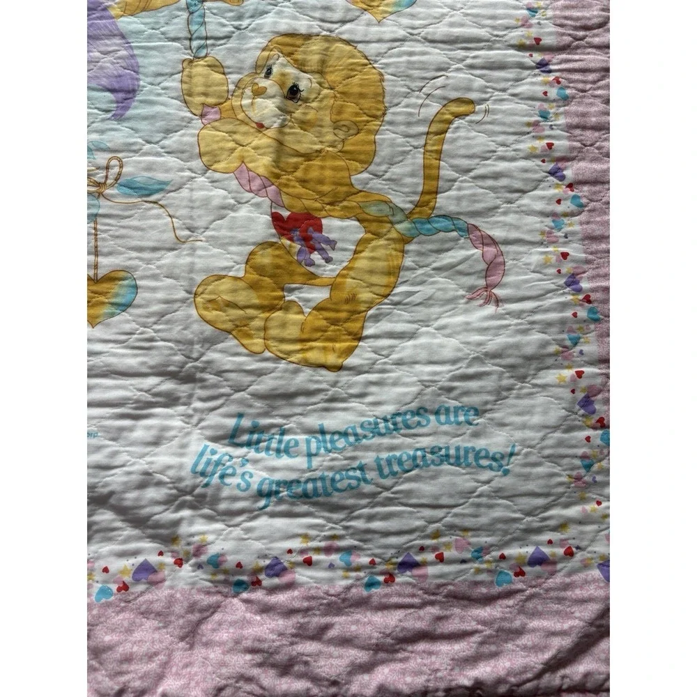 Vintage 1985 Care Bears & Cousins Quilted Baby Blanket Wall Hanging 43